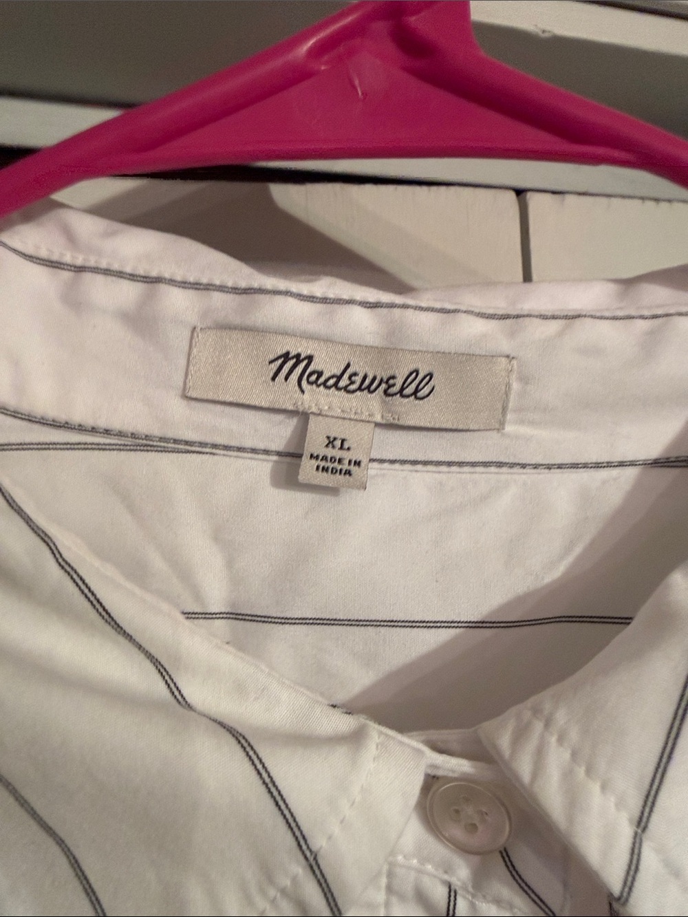 Madewell White Dress with Thin Gray Pinstripes - Picture 2 of 5